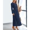 imageBTFBM Spring Dresses for Women 2026 Casual Long Sleeve V Neck Elastic Waist Lightweight Maxi Wedding Guest Dress PocketsNavy