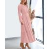 imageBTFBM Spring Dresses for Women 2026 Casual Long Sleeve V Neck Elastic Waist Lightweight Maxi Wedding Guest Dress PocketsPink