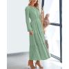 imageBTFBM Spring Dresses for Women 2026 Casual Long Sleeve V Neck Elastic Waist Lightweight Maxi Wedding Guest Dress PocketsSage Green