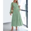 imageBTFBM Spring Dresses for Women 2026 Casual Long Sleeve V Neck Elastic Waist Lightweight Maxi Wedding Guest Dress PocketsSage Green