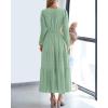 imageBTFBM Spring Dresses for Women 2026 Casual Long Sleeve V Neck Elastic Waist Lightweight Maxi Wedding Guest Dress PocketsSage Green