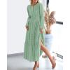 imageBTFBM Spring Dresses for Women 2026 Casual Long Sleeve V Neck Elastic Waist Lightweight Maxi Wedding Guest Dress PocketsSage Green