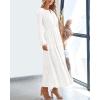 imageBTFBM Spring Dresses for Women 2026 Casual Long Sleeve V Neck Elastic Waist Lightweight Maxi Wedding Guest Dress PocketsWhite