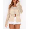 imageBTFBM Summer Cardigans for Women Lightweight 2026 Spring Crochet Mesh Long Sleeve Tie Front Knit Beach Vacation OutfitsApricot