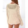 imageBTFBM Summer Cardigans for Women Lightweight 2026 Spring Crochet Mesh Long Sleeve Tie Front Knit Beach Vacation OutfitsApricot