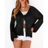 imageBTFBM Summer Cardigans for Women Lightweight 2026 Spring Crochet Mesh Long Sleeve Tie Front Knit Beach Vacation OutfitsBlack