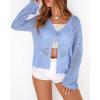 imageBTFBM Summer Cardigans for Women Lightweight 2026 Spring Crochet Mesh Long Sleeve Tie Front Knit Beach Vacation OutfitsLight Blue