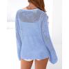 imageBTFBM Summer Cardigans for Women Lightweight 2026 Spring Crochet Mesh Long Sleeve Tie Front Knit Beach Vacation OutfitsLight Blue