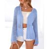 imageBTFBM Summer Cardigans for Women Lightweight 2026 Spring Crochet Mesh Long Sleeve Tie Front Knit Beach Vacation OutfitsLight Blue