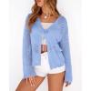 imageBTFBM Summer Cardigans for Women Lightweight 2026 Spring Crochet Mesh Long Sleeve Tie Front Knit Beach Vacation OutfitsLight Blue
