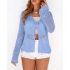 imageBTFBM Summer Cardigans for Women Lightweight 2026 Spring Crochet Mesh Long Sleeve Tie Front Knit Beach Vacation OutfitsLight Blue
