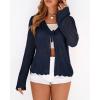 imageBTFBM Summer Cardigans for Women Lightweight 2026 Spring Crochet Mesh Long Sleeve Tie Front Knit Beach Vacation OutfitsNavy Blue