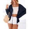 imageBTFBM Summer Cardigans for Women Lightweight 2026 Spring Crochet Mesh Long Sleeve Tie Front Knit Beach Vacation OutfitsNavy Blue