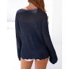 imageBTFBM Summer Cardigans for Women Lightweight 2026 Spring Crochet Mesh Long Sleeve Tie Front Knit Beach Vacation OutfitsNavy Blue