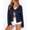 imageBTFBM Summer Cardigans for Women Lightweight 2026 Spring Crochet Mesh Long Sleeve Tie Front Knit Beach Vacation OutfitsNavy Blue