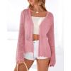 imageBTFBM Summer Cardigans for Women Lightweight 2026 Spring Crochet Mesh Long Sleeve Tie Front Knit Beach Vacation OutfitsPink