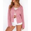 imageBTFBM Summer Cardigans for Women Lightweight 2026 Spring Crochet Mesh Long Sleeve Tie Front Knit Beach Vacation OutfitsPink