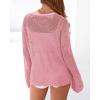 imageBTFBM Summer Cardigans for Women Lightweight 2026 Spring Crochet Mesh Long Sleeve Tie Front Knit Beach Vacation OutfitsPink