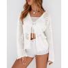 imageBTFBM Summer Cardigans for Women Lightweight 2026 Spring Crochet Mesh Long Sleeve Tie Front Knit Beach Vacation OutfitsWhite