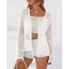 imageBTFBM Summer Cardigans for Women Lightweight 2026 Spring Crochet Mesh Long Sleeve Tie Front Knit Beach Vacation OutfitsWhite