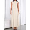 imageBTFBM Summer Dresses for Women 2026 Mock Neck Sleeveless High Waist Flowy Aline Maxi Spring Wedding Guest Dress CocktailBeige