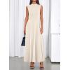 imageBTFBM Summer Dresses for Women 2026 Mock Neck Sleeveless High Waist Flowy Aline Maxi Spring Wedding Guest Dress CocktailBeige