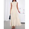 imageBTFBM Summer Dresses for Women 2026 Mock Neck Sleeveless High Waist Flowy Aline Maxi Spring Wedding Guest Dress CocktailBeige