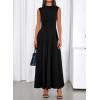 imageBTFBM Summer Dresses for Women 2026 Mock Neck Sleeveless High Waist Flowy Aline Maxi Spring Wedding Guest Dress CocktailBlack