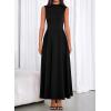 imageBTFBM Summer Dresses for Women 2026 Mock Neck Sleeveless High Waist Flowy Aline Maxi Spring Wedding Guest Dress CocktailBlack