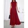 imageBTFBM Summer Dresses for Women 2026 Mock Neck Sleeveless High Waist Flowy Aline Maxi Spring Wedding Guest Dress CocktailBurgundy