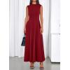 imageBTFBM Summer Dresses for Women 2026 Mock Neck Sleeveless High Waist Flowy Aline Maxi Spring Wedding Guest Dress CocktailBurgundy