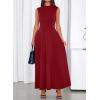 imageBTFBM Summer Dresses for Women 2026 Mock Neck Sleeveless High Waist Flowy Aline Maxi Spring Wedding Guest Dress CocktailBurgundy