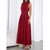 imageBTFBM Summer Dresses for Women 2026 Mock Neck Sleeveless High Waist Flowy Aline Maxi Spring Wedding Guest Dress CocktailBurgundy