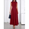 imageBTFBM Summer Dresses for Women 2026 Mock Neck Sleeveless High Waist Flowy Aline Maxi Spring Wedding Guest Dress CocktailBurgundy