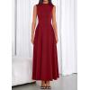 imageBTFBM Summer Dresses for Women 2026 Mock Neck Sleeveless High Waist Flowy Aline Maxi Spring Wedding Guest Dress CocktailBurgundy