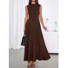 imageBTFBM Summer Dresses for Women 2026 Mock Neck Sleeveless High Waist Flowy Aline Maxi Spring Wedding Guest Dress CocktailDark Brown