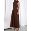 imageBTFBM Summer Dresses for Women 2026 Mock Neck Sleeveless High Waist Flowy Aline Maxi Spring Wedding Guest Dress CocktailDark Brown