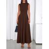 imageBTFBM Summer Dresses for Women 2026 Mock Neck Sleeveless High Waist Flowy Aline Maxi Spring Wedding Guest Dress CocktailDark Brown