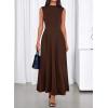 imageBTFBM Summer Dresses for Women 2026 Mock Neck Sleeveless High Waist Flowy Aline Maxi Spring Wedding Guest Dress CocktailDark Brown