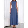 imageBTFBM Summer Dresses for Women 2026 Mock Neck Sleeveless High Waist Flowy Aline Maxi Spring Wedding Guest Dress CocktailGrey Blue