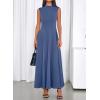 imageBTFBM Summer Dresses for Women 2026 Mock Neck Sleeveless High Waist Flowy Aline Maxi Spring Wedding Guest Dress CocktailGrey Blue