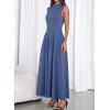 imageBTFBM Summer Dresses for Women 2026 Mock Neck Sleeveless High Waist Flowy Aline Maxi Spring Wedding Guest Dress CocktailGrey Blue