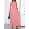imageBTFBM Summer Dresses for Women 2026 Mock Neck Sleeveless High Waist Flowy Aline Maxi Spring Wedding Guest Dress CocktailPink