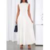 imageBTFBM Summer Dresses for Women 2026 Mock Neck Sleeveless High Waist Flowy Aline Maxi Spring Wedding Guest Dress CocktailWhite