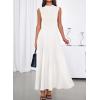 imageBTFBM Summer Dresses for Women 2026 Mock Neck Sleeveless High Waist Flowy Aline Maxi Spring Wedding Guest Dress CocktailWhite