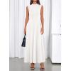 imageBTFBM Summer Dresses for Women 2026 Mock Neck Sleeveless High Waist Flowy Aline Maxi Spring Wedding Guest Dress CocktailWhite