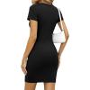 imageBTFBM Summer Dresses for Women 2026 Short Sleeve Crewneck Bodycon Ruched Spring Tshirt Mini Dress Vacation Casual OutfitsBlack