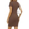 imageBTFBM Summer Dresses for Women 2026 Short Sleeve Crewneck Bodycon Ruched Spring Tshirt Mini Dress Vacation Casual OutfitsBrown