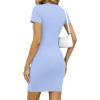 imageBTFBM Summer Dresses for Women 2026 Short Sleeve Crewneck Bodycon Ruched Spring Tshirt Mini Dress Vacation Casual OutfitsLight Blue