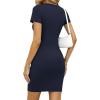imageBTFBM Summer Dresses for Women 2026 Short Sleeve Crewneck Bodycon Ruched Spring Tshirt Mini Dress Vacation Casual OutfitsNavy Blue